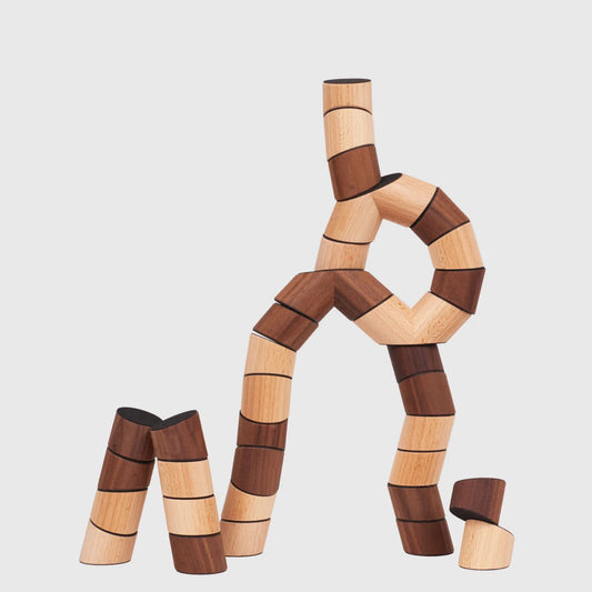 Loggos Holzbaustein aus Buche und Nuss, flexibel