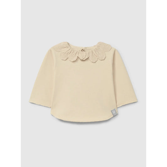Longsleeve mit Rüschenkragen | Beige
