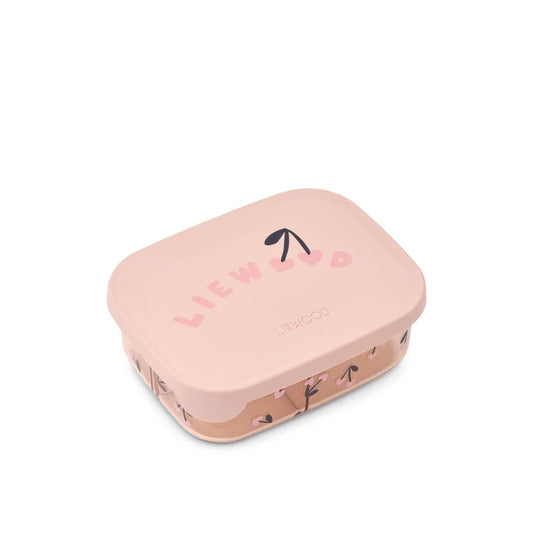 Pastellrosa Lunchbox Tritan Arthur Mini Cherry Heart Rosey mit matter Soft-Touch-Oberfläche und Kirschenmotiv