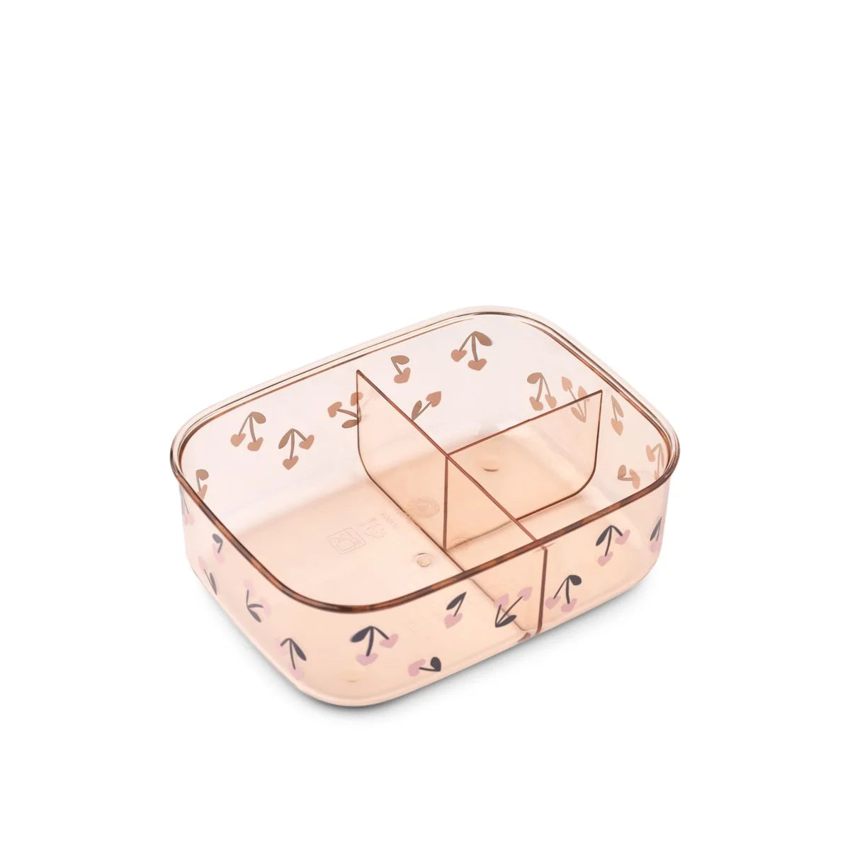 Transparente rose gold tritan lunchbox mit kirschmuster und unterteilungen für einfache essensaufbewahrung