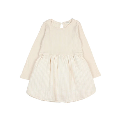 Creamfarbenes langärmliges Kleid im Produkt Lurex Combi Dress Ivory