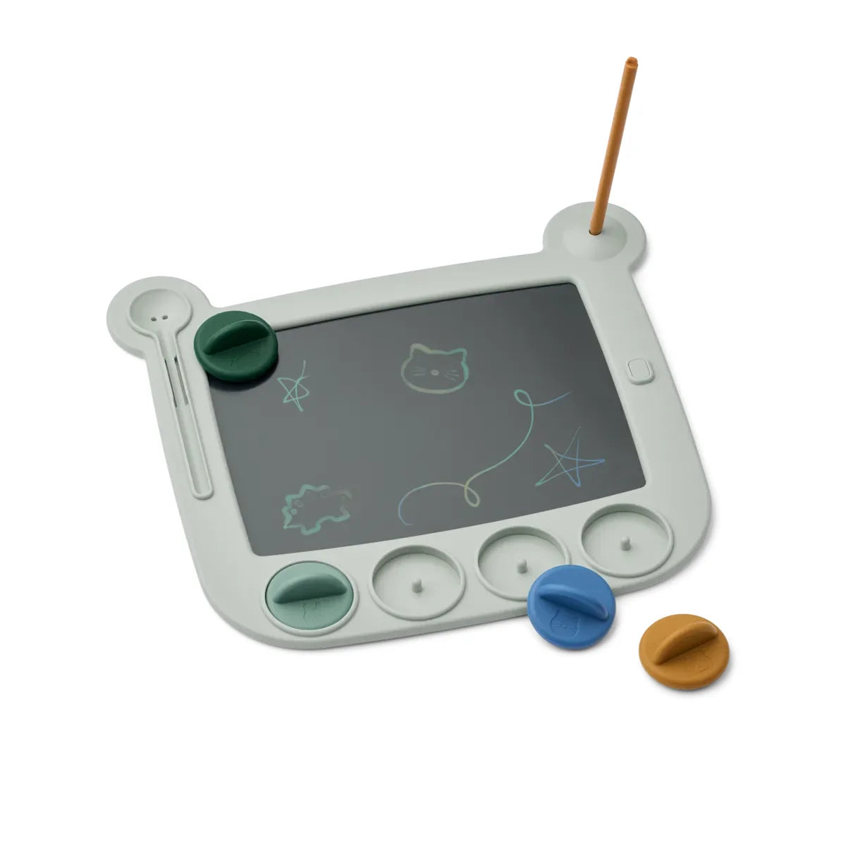 Kinderzeichnungstafel mit Stylus und Formstempeln auf Venzora Magic Drawing Board