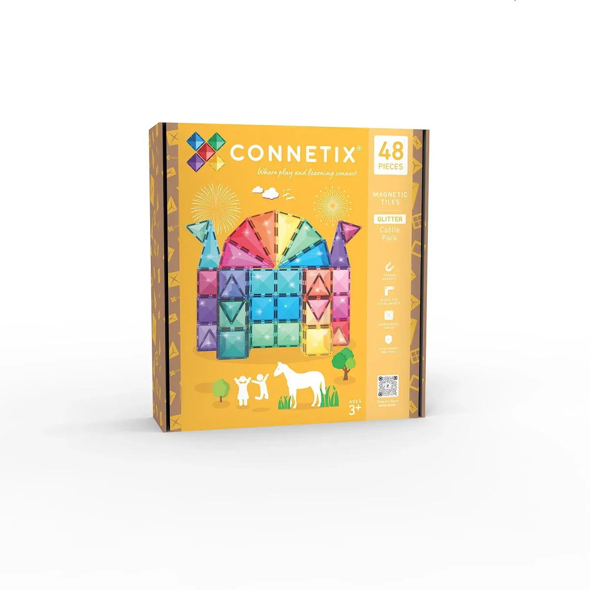 Buntes Magnetbausteine Glitter Castle Pack 48 Stück in einer Verpackung