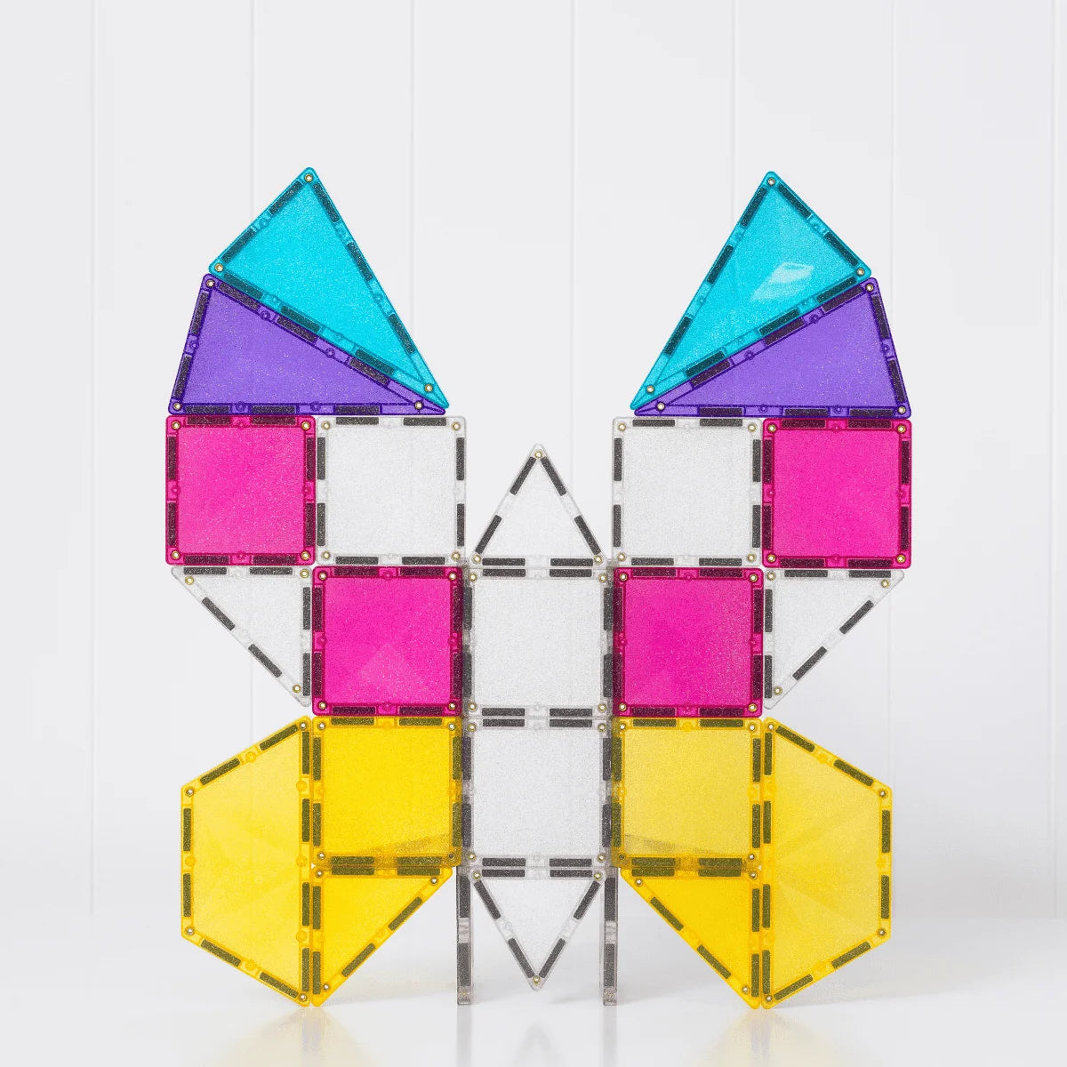 Bunter magnetischer Spielzeug-Schmetterling aus Magnetbausteinen im Glitter Unicorn Pack