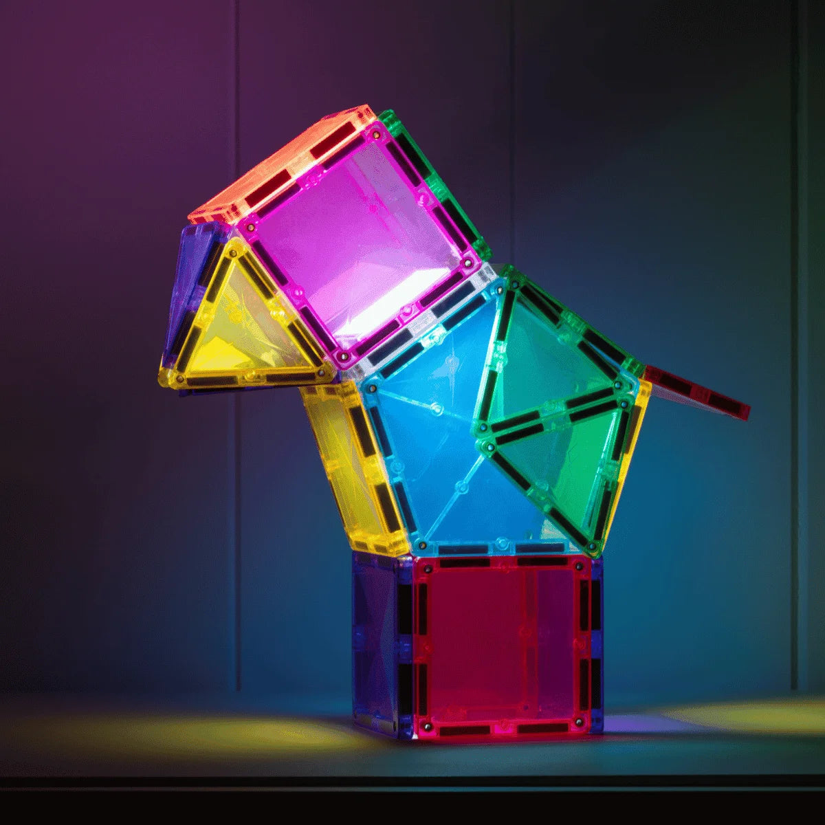 Buntes, durchsichtiges magnetisches Baustein-Set Light Star Pack 28 Stück