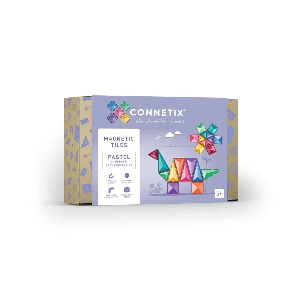Box von Connetix Magnetbausteinen in Pastellfarben, Mini Pack Pastel 32 Stk