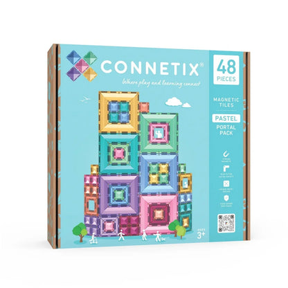 Pastellfarbige Magnetbausteine im lebhaft gestalteten Illustrationskarton: Pastel Portal Pack 48 Stk.