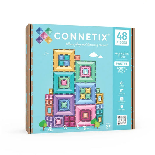 Pastellfarbige Magnetbausteine im lebhaft gestalteten Illustrationskarton: Pastel Portal Pack 48 Stk.