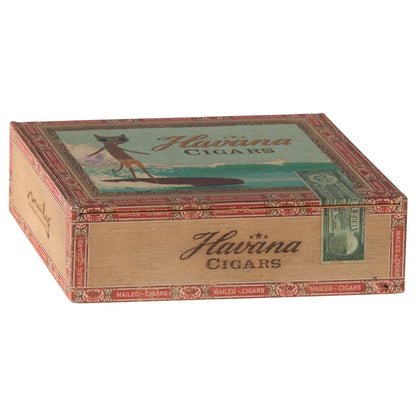Vintage Holz-Zigarrenkiste für Havanna-Zigarren mit kunstvollem Deckel