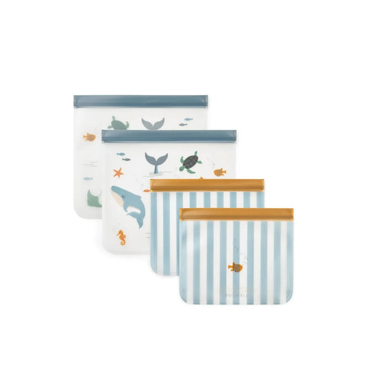 LIEWOOD Mehrweg-Lebensmittelbeutel 4er-Pack Rebus in Sea creature Sandy