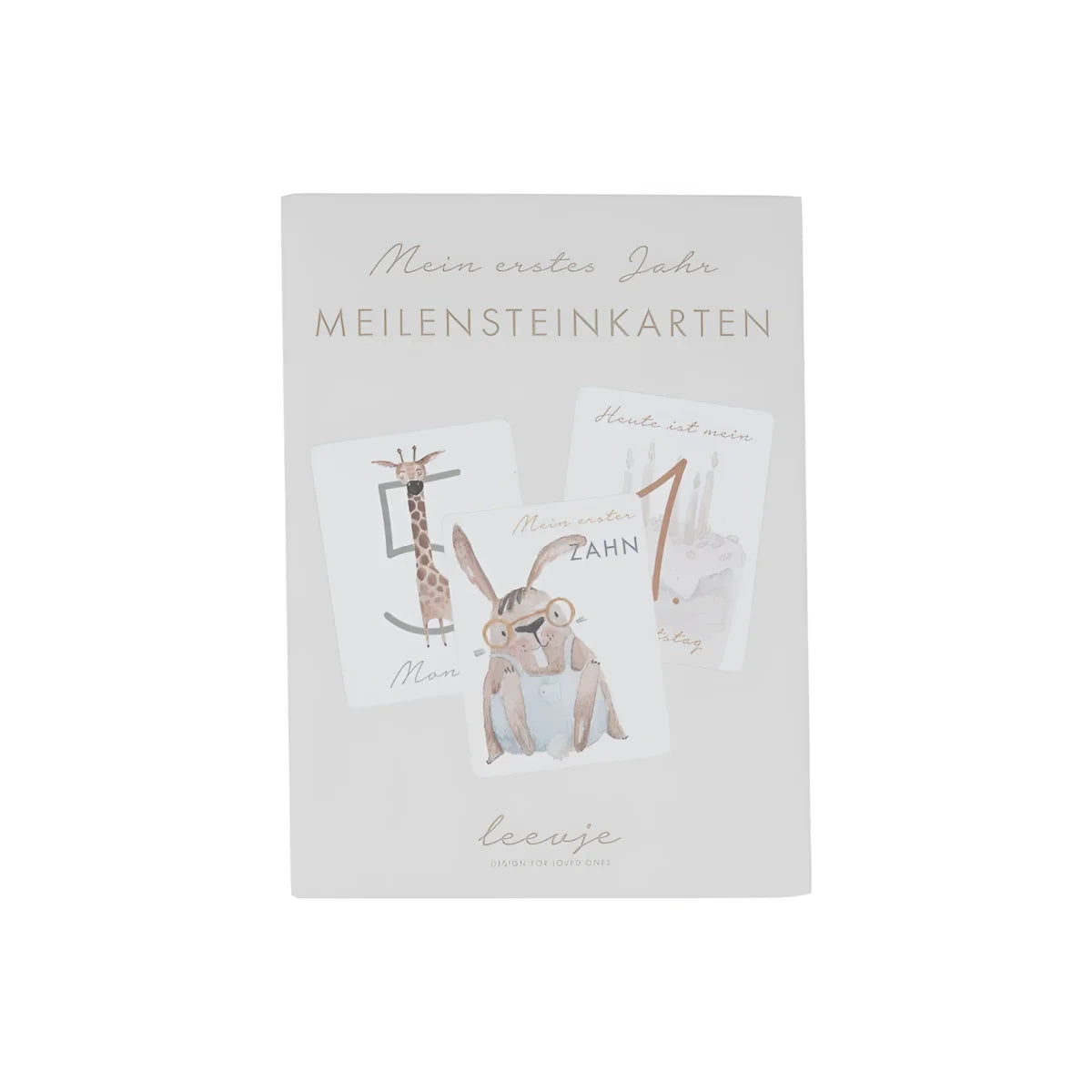 Meilensteinkarten mein erstes jahr softgrau mit tierillustrationen aus ökologische baby- & kinderprodukte ideal als geschenke