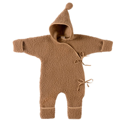 BINIBAMBA Merino Snugglesuit in Bruno mit Kapuze