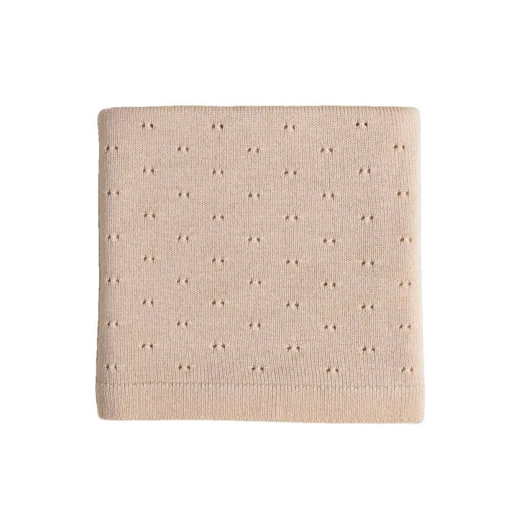 Hvid Merino Strickdecke Bibi in Oat