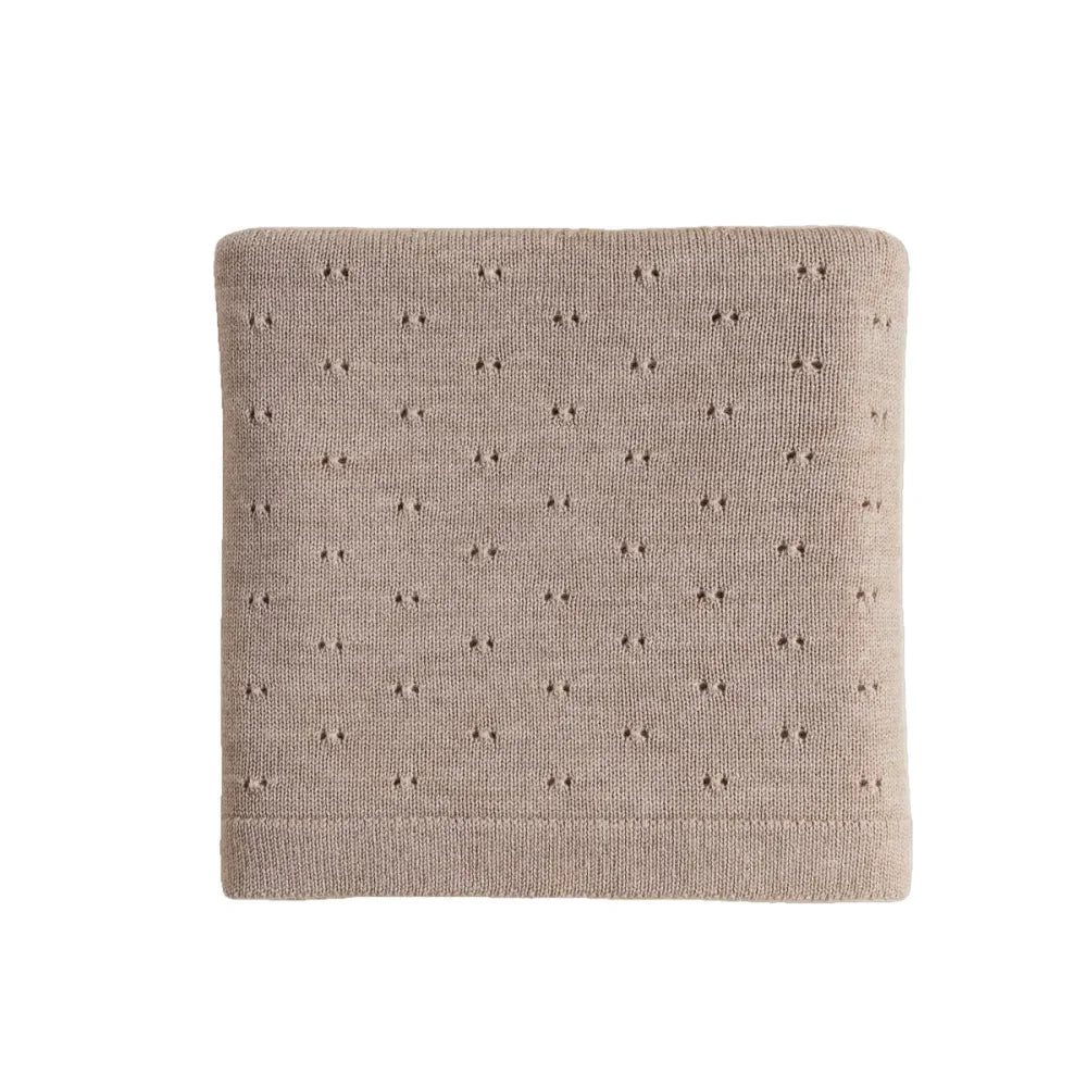 Hvid Merino Strickdecke Bibi in Sand