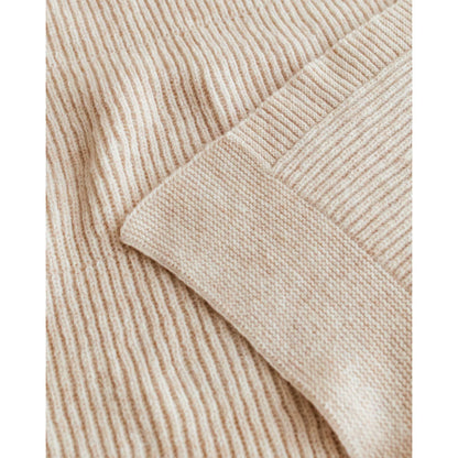 Beige gerippter Strickstoff mit umgeschlagenem Saum der Merino Strickdecke Gaston