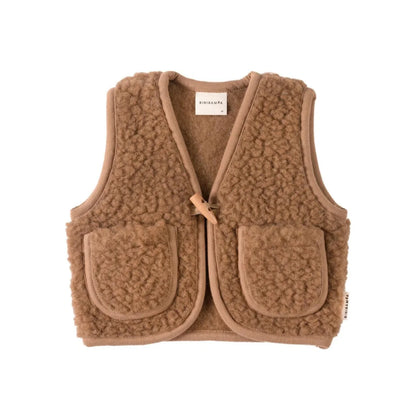 BINIBAMBA Merino Weste in Bruno mit zwei Taschen