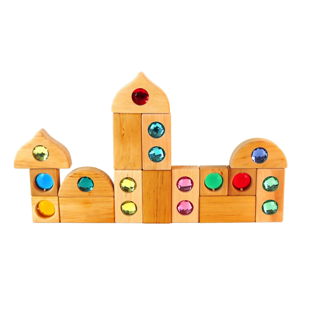 Holzklötze mit bunten Edelsteinen im Mini Mix Box Produkt