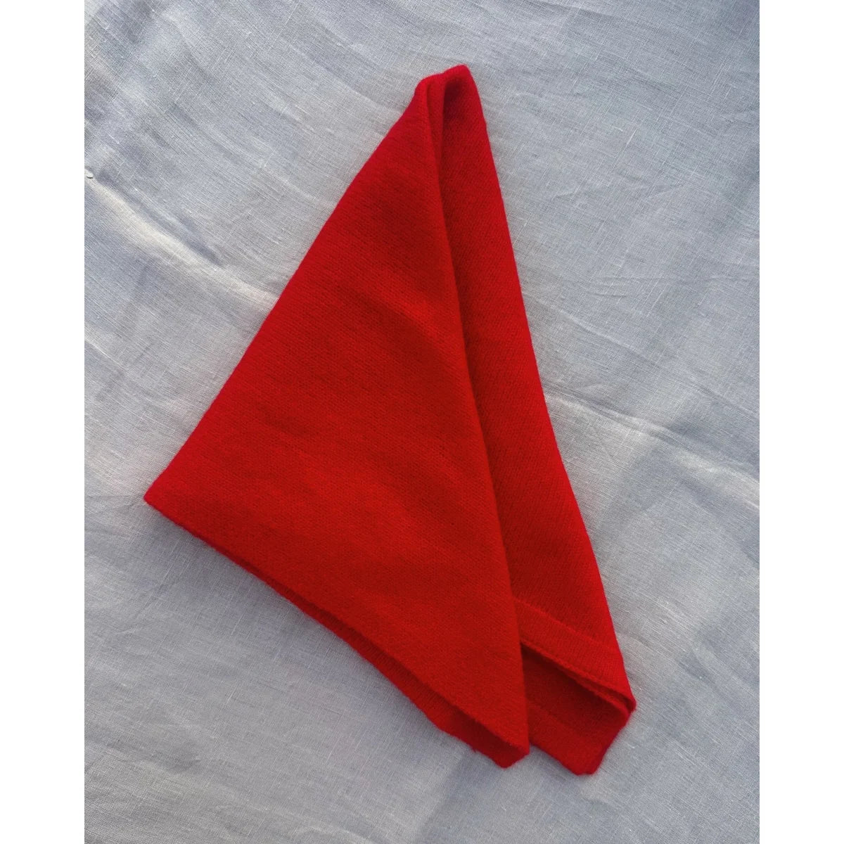LOVEM MINI SCARF Kaschmirtuch Rot um den Hals getragen