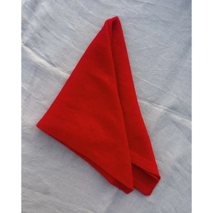 LOVEM MINI SCARF Kaschmirtuch Rot um den Hals getragen