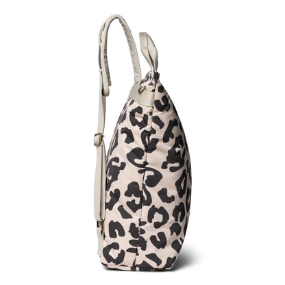 Leopard-print Handtasche mit einem Riemen und Reißverschluss von Mom Rucksack Puffy