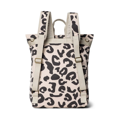 Canvas-Rucksack mit schwarzem Leopardenmuster von Holy Cow, Modell Mom Rucksack Puffy