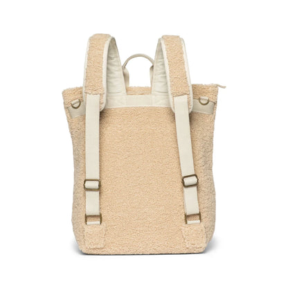 Beiger Rucksack mit flauschiger Textur und verstellbaren Trägern, Mom Rucksack Teddy