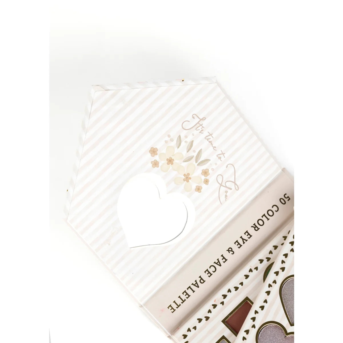 Weiße sechseckige lidschattenpalette mon chérie mit gestreiftem muster und herzausschnitt ideal als geschenke für neugeborene