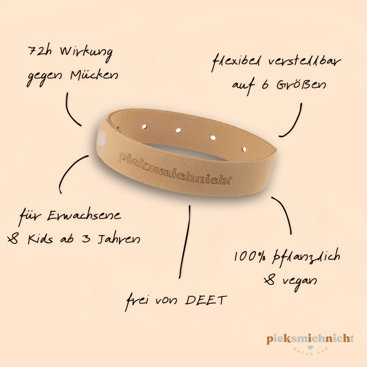 Bräunliches flexibles Leder-Armband Mückenschutz für cool kids club