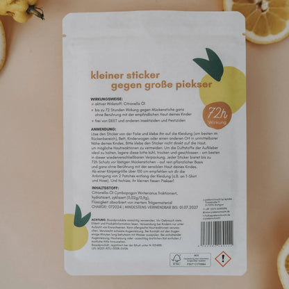 Weißes Päckchen Zitronen-Mückenschutz-Sticker Flower Power Edition
