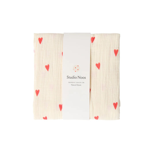 Studio Noos Mulltuch 120x120cm in Beige Hearts