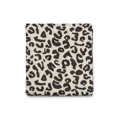 Weicher cremefarbener Schal mit schwarzem Leopardmuster, Mulltuch 120x120cm Holy Cow