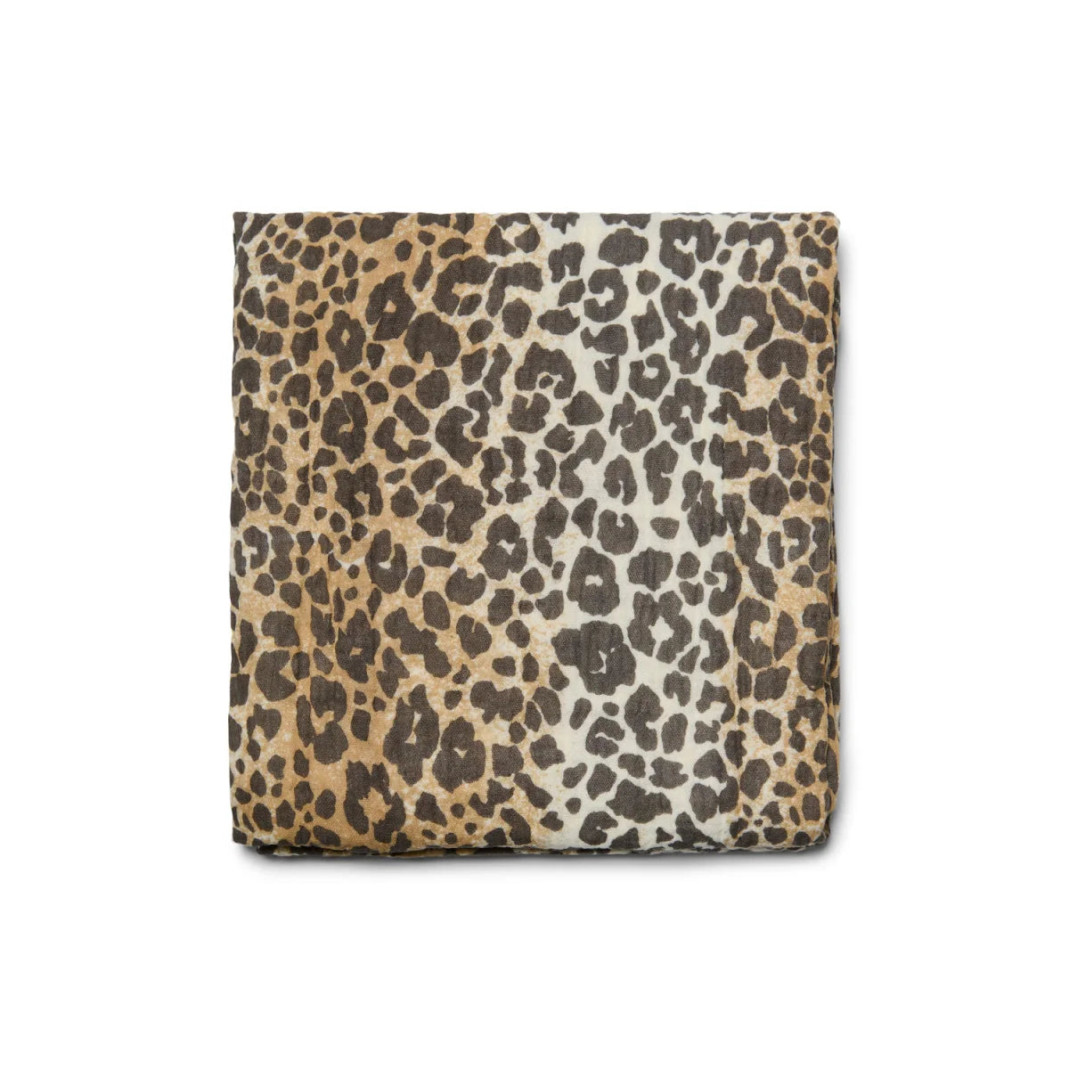 Quadratisches Mulltuch 120x120cm Leopardmuster braun-beige mit noos puffy cross