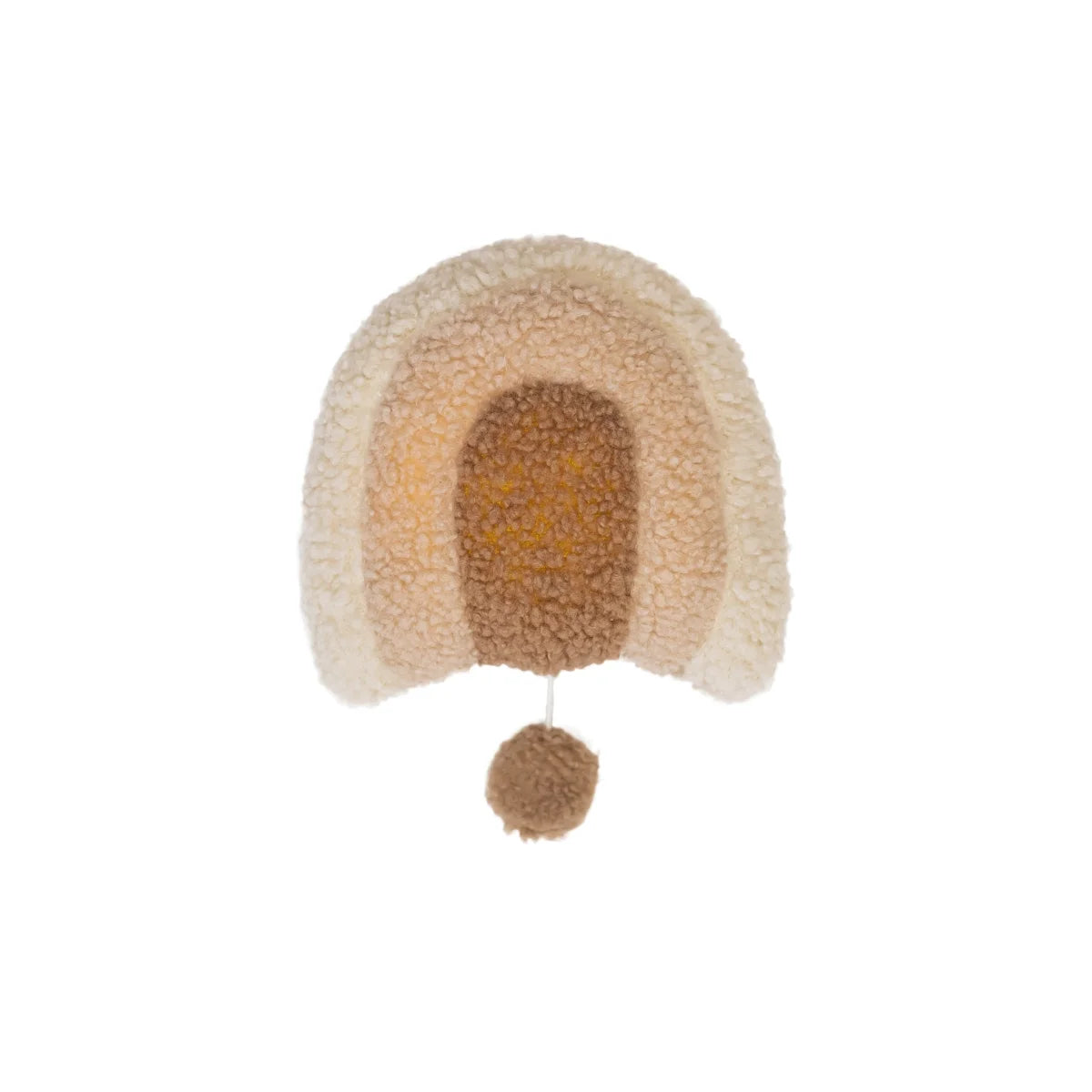 Plüsch Regenbogen Wandbehang mit einem baumelnden Pompon als Musikspieluhr