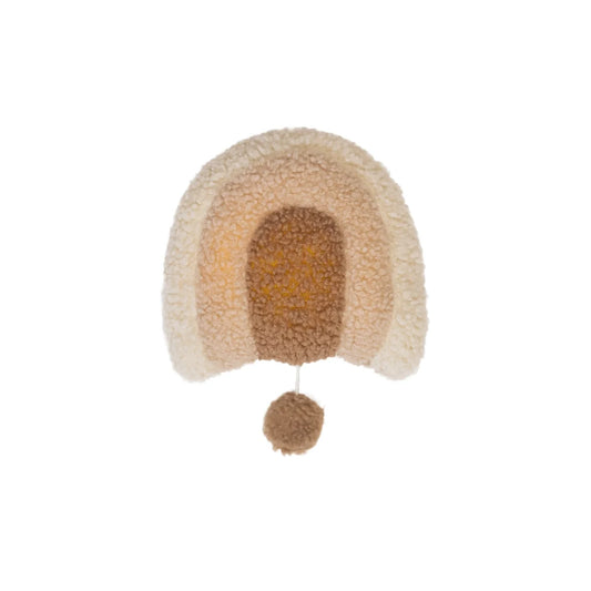 Plüsch Regenbogen Wandbehang mit einem baumelnden Pompon als Musikspieluhr
