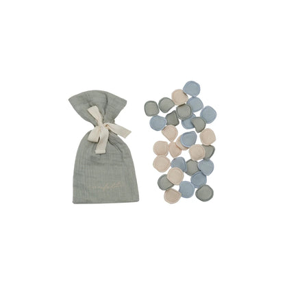 Weicher Musselin-Konfettibeutel Blue mit cremefarbener Kordel