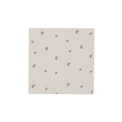Beige muselintuch 70x70 cm mit taupe schmetterlingsdruck für nachhaltige babykleidung schweiz und geschenke für neugeborene