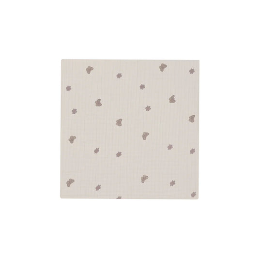 Beige muselintuch 70x70 cm mit taupe schmetterlingsdruck für nachhaltige babykleidung schweiz und geschenke für neugeborene