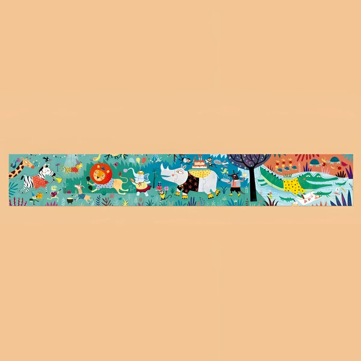 Buntes Illustriertes Jungle-Puzzle mit Cartoon-Tieren für Mein Jungle Puzzle