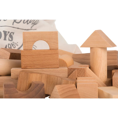 Natural blocks in sack 100 stk leichte braune holzbausteine mit naturholzmaserung für ökologische baby- & kinderprodukte