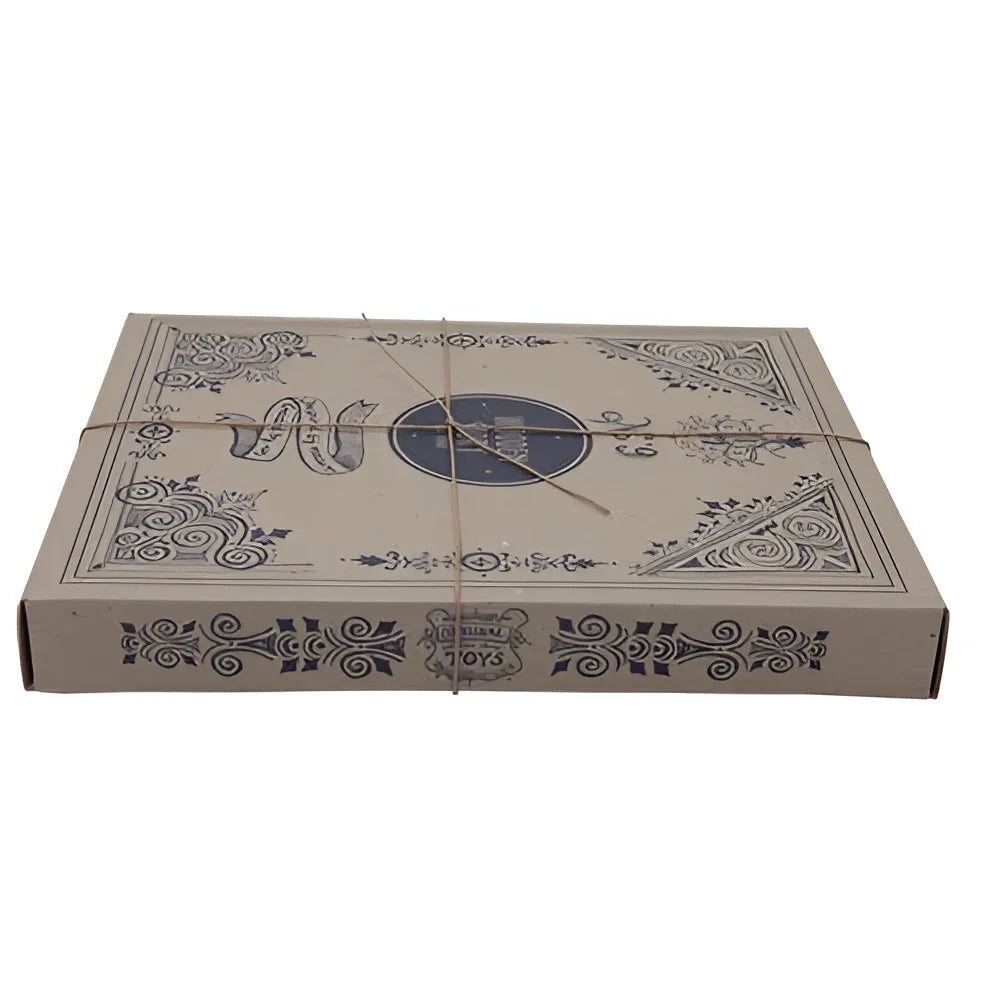 Rechteckige braune pappschachtel natural blocks in tray 54 stk mit blauen mustern und naturbindung, ideal für nachhaltige
