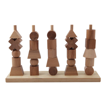 Natürliches Stapelspielzeug Natural Stacking Toy aus Holz mit geometrischen Formen
