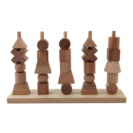 Natürliches Stapelspielzeug Natural Stacking Toy aus Holz mit geometrischen Formen