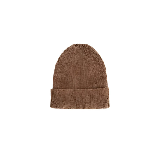 Brauner Strickmütze mit umgeschlagenem Rand für Neugeborene in Mocha