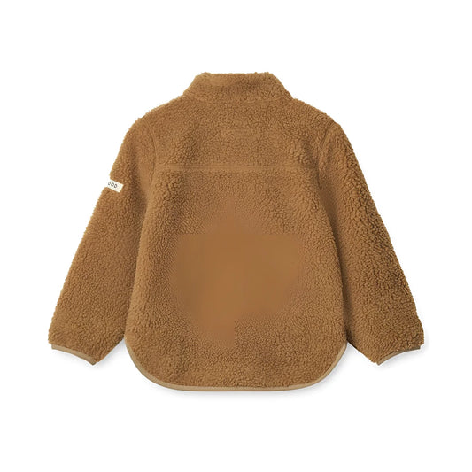 Braune Fleecejacke Nolan mit weichem Plüsch und Rippbündchen