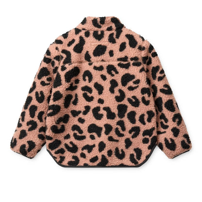 Cozy pink and black leopard print fleece jacket nolan fleecejacke mega leo pale tuscany with soft plush texture