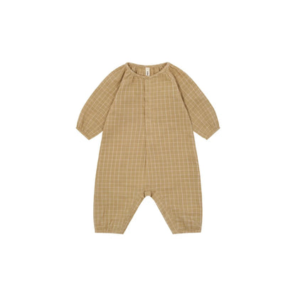 Beige karierter Baby-Overall namens Onesie Wheat | Grid Check