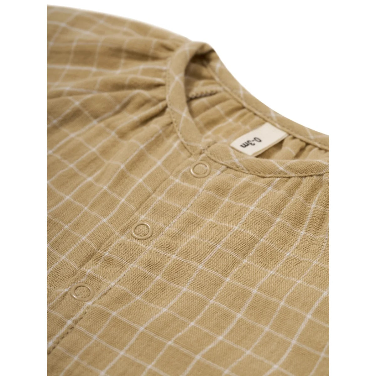 Beige karierter Baby-Overall aus der Kollektion Onesie Wheat | Grid Check