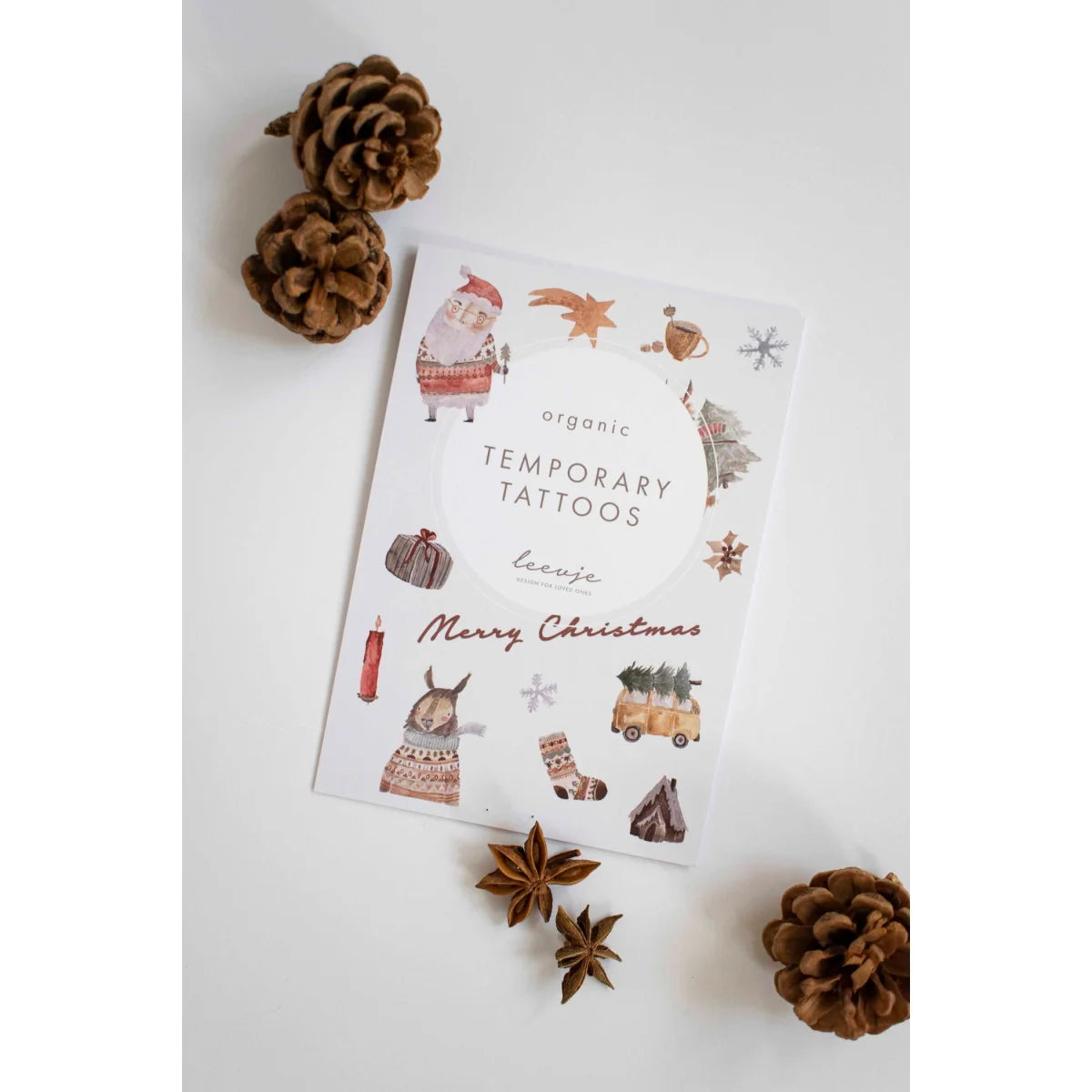 Organisches temporäres Weihnachts-Tattoo-Blatt für Spaß und Feststimmung