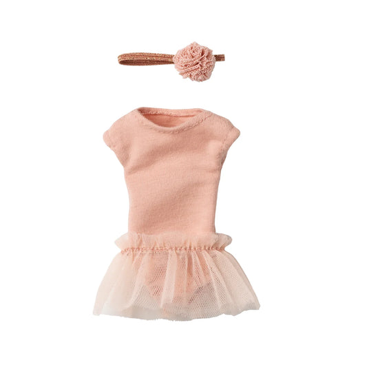 Rosa Ballettanzug Grösse 1 mit Tüllrock und Rosen-Stirnband
