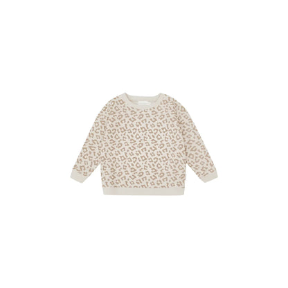 Oversize Sweater Leo in Creme mit taupefarbenem Leopardenmuster